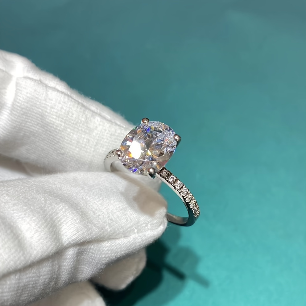 925 Silver Ring 18K Gold Plated 2CT Moissanite Customizable Engraving